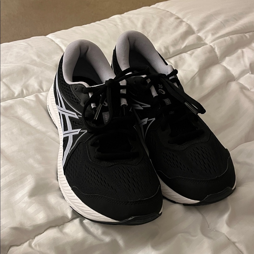 Asics Black and White Athletic Running Shoes